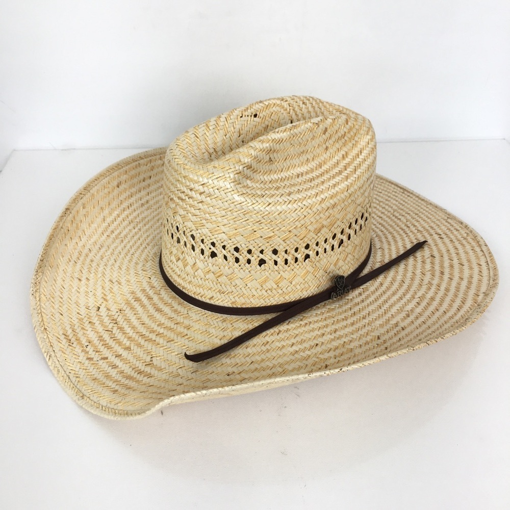 Ariat Western Straw Cowboy Hat Tan Size 6 7/8